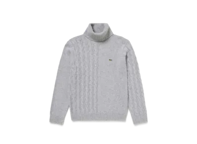 LACOSTE Asymmetry Turtle Neck Knit Sweater "Grey"