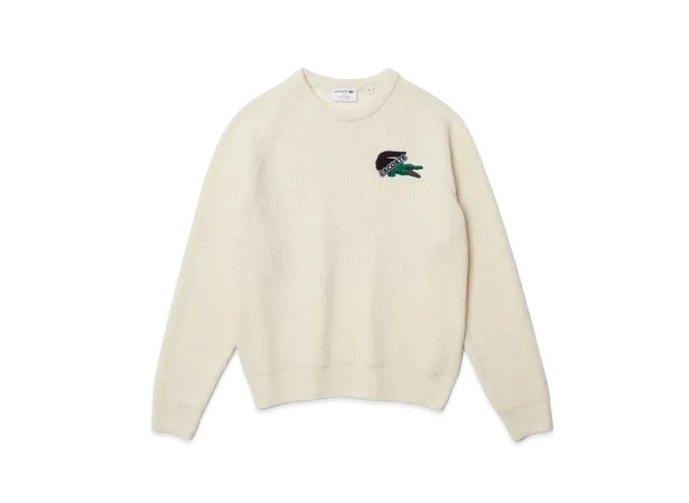LACOSTE Maid In France Crew Neck Sweater "White"