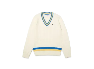 LACOSTE V Neck Denis Sweater "White"