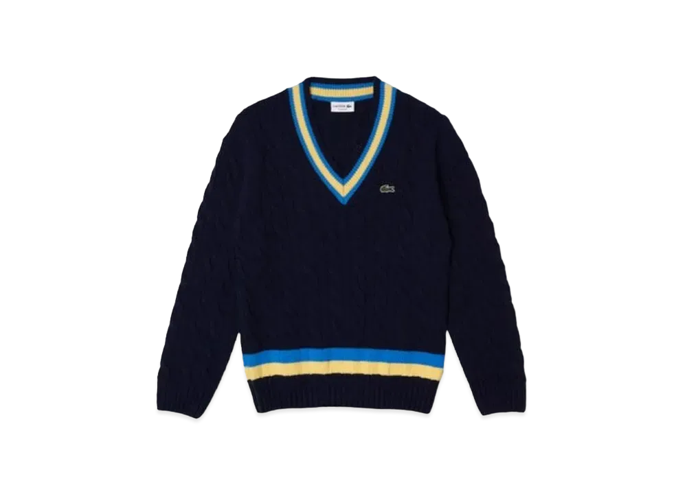 LACOSTE V Neck Denis Sweater "Navy"