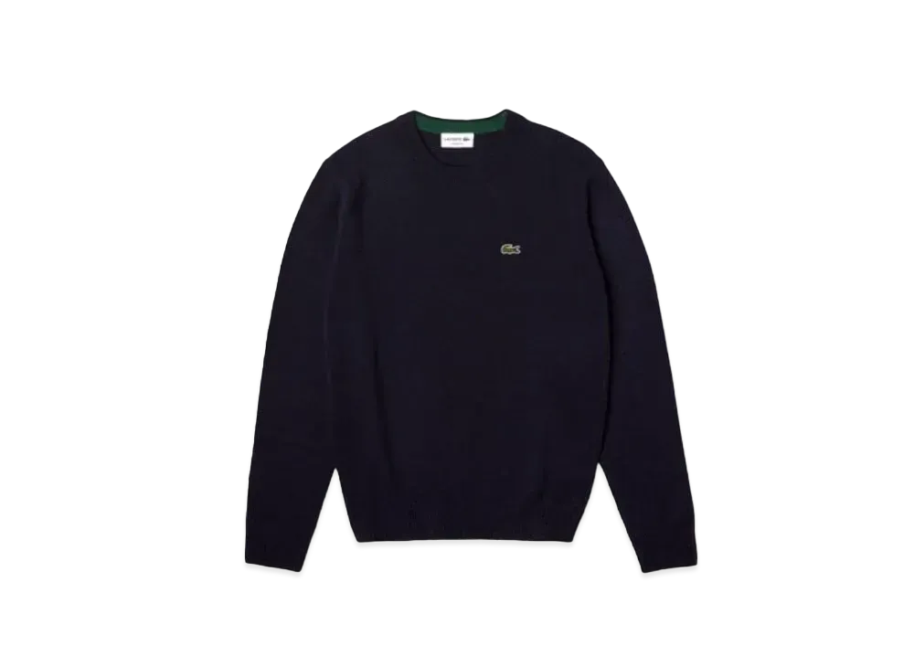 LACOSTE Sustainable Wool Knit One Point Sweater "Navy"