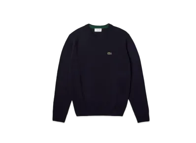 LACOSTE Sustainable Wool Knit One Point Sweater "Navy"
