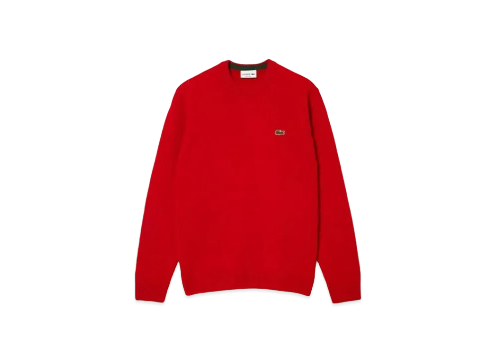 LACOSTE Sustainable Wool Knit One Point Sweater "Red"