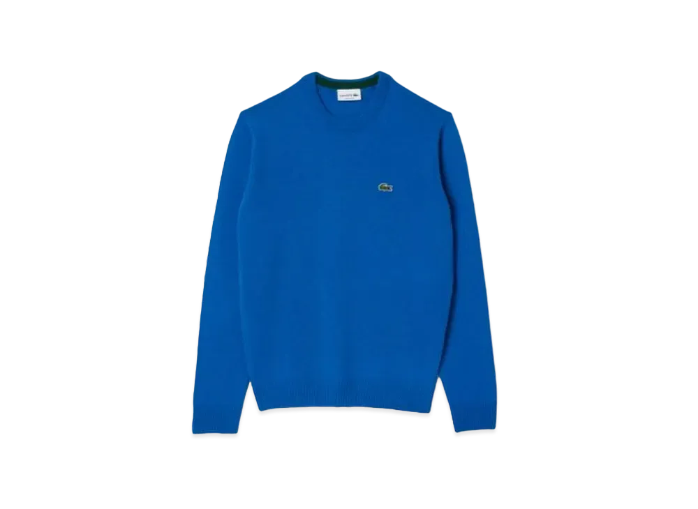 LACOSTE Sustainable Wool Knit One Point Sweater "Blue"