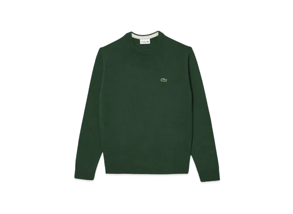 LACOSTE Sustainable Wool Knit One Point Sweater "Green"