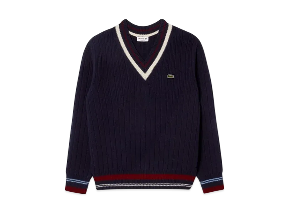 LACOSTE Classic V Neck Knit Sweater "Navy"