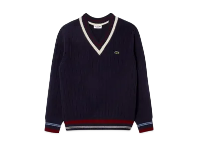 LACOSTE Classic V Neck Knit Sweater "Navy"