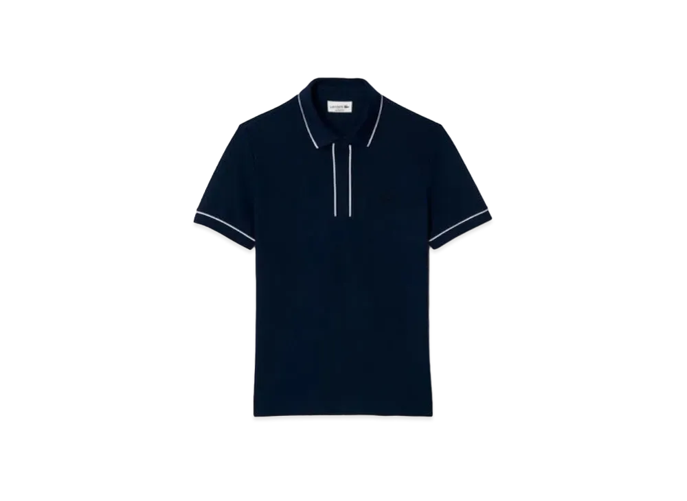 LACOSTE Color Scheme Piping Hiyoku Polo Shirt "Navy"