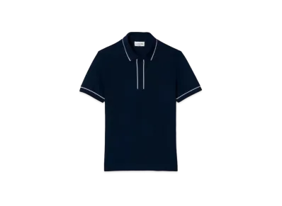 LACOSTE Color Scheme Piping Hiyoku Polo Shirt "Navy"