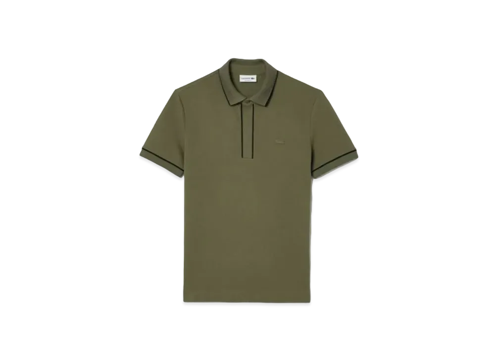 LACOSTE Color Scheme Piping Hiyoku Polo Shirt "Khaki"