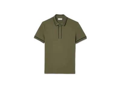 LACOSTE Color Scheme Piping Hiyoku Polo Shirt "Khaki"