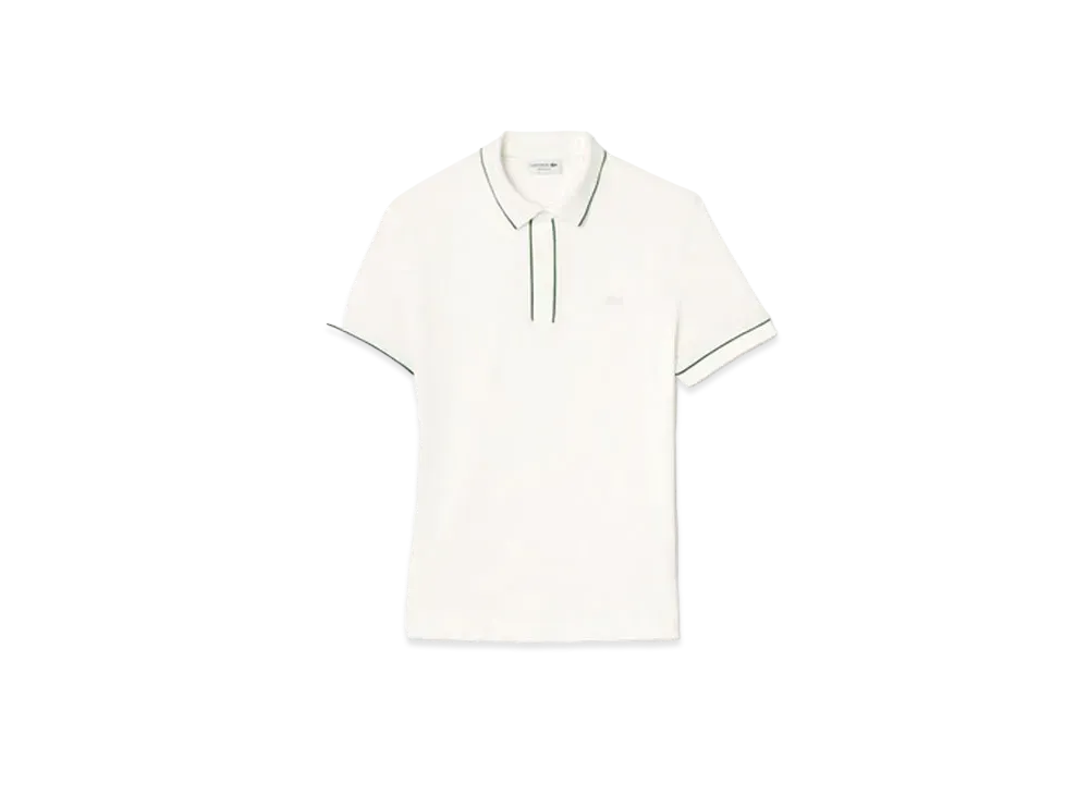 LACOSTE Color Scheme Piping Hiyoku Polo Shirt "White"