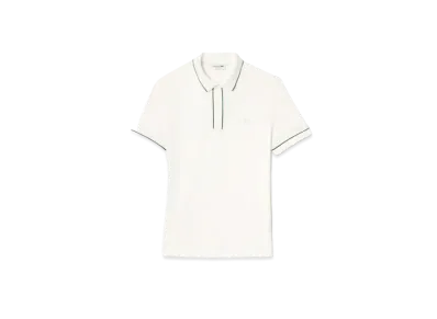 LACOSTE Color Scheme Piping Hiyoku Polo Shirt "White"