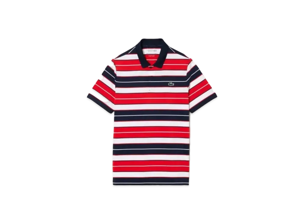 LACOSTE Multi Color Border Ultra Dry Polo Shirt "Navy"
