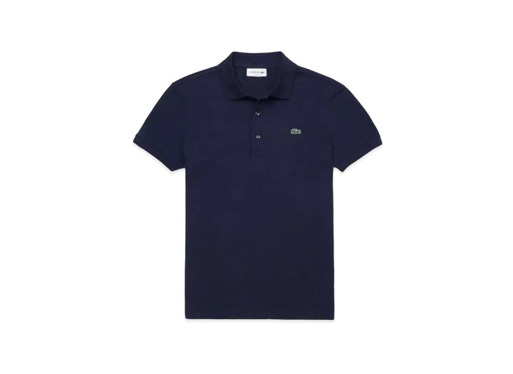 LACOSTE Slim Fit Solid Short Sleep Polo Shirt "Navy"