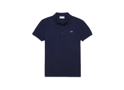 LACOSTE Slim Fit Solid Short Sleep Polo Shirt "Navy"