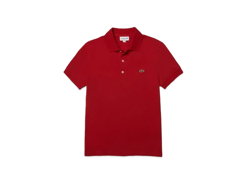 LACOSTE Slim Fit Solid Short Sleep Polo Shirt "Red"