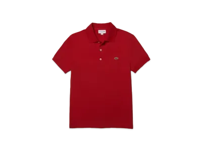 LACOSTE Slim Fit Solid Short Sleep Polo Shirt "Red"