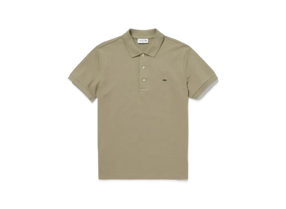 LACOSTE Slim Fit Solid Short Sleep Polo Shirt "Beige"