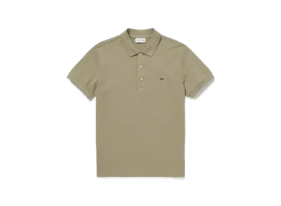 LACOSTE Slim Fit Solid Short Sleep Polo Shirt "Beige"