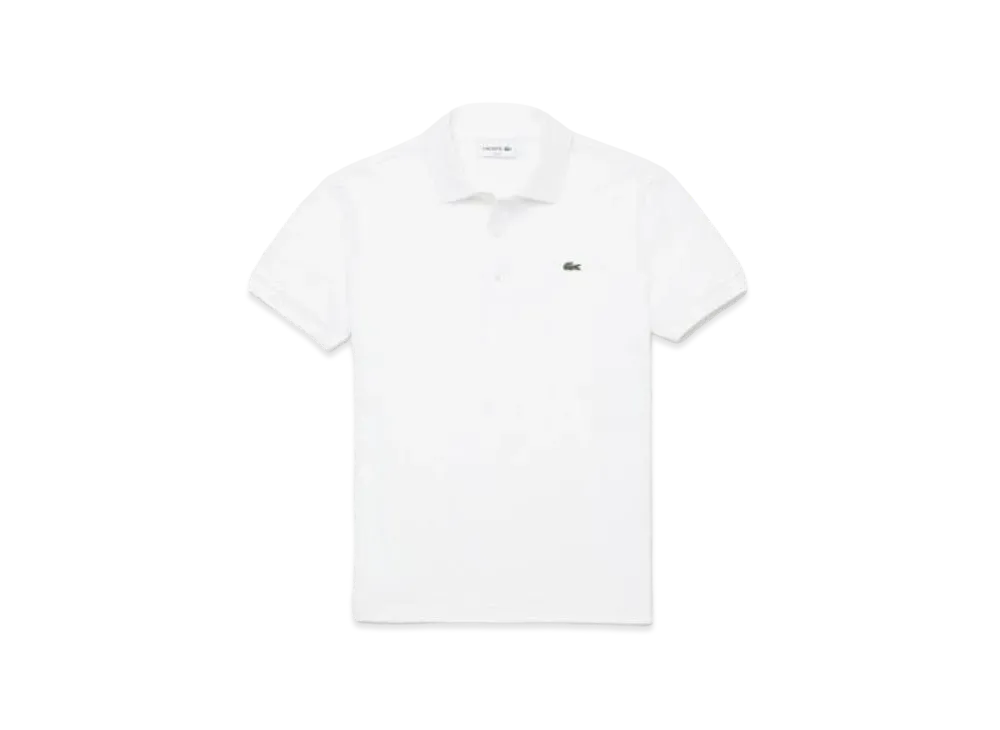 LACOSTE Slim Fit Solid Short Sleep Polo Shirt "White"