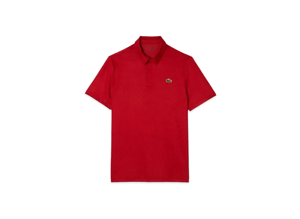 LACOSTE Minimum Allover Print Golf Polo Shirt "Bordeaux"