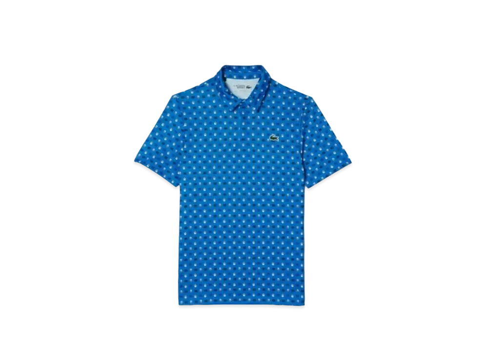 LACOSTE Minimum Allover Print Golf Polo Shirt "Blue"
