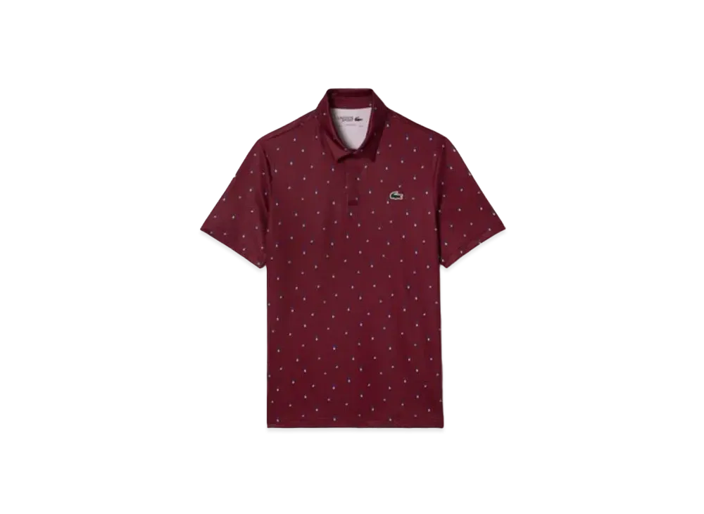 LACOSTE Minimum Allover Print Golf Polo Shirt "Bordeaux"