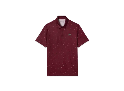 LACOSTE Minimum Allover Print Golf Polo Shirt "Bordeaux"