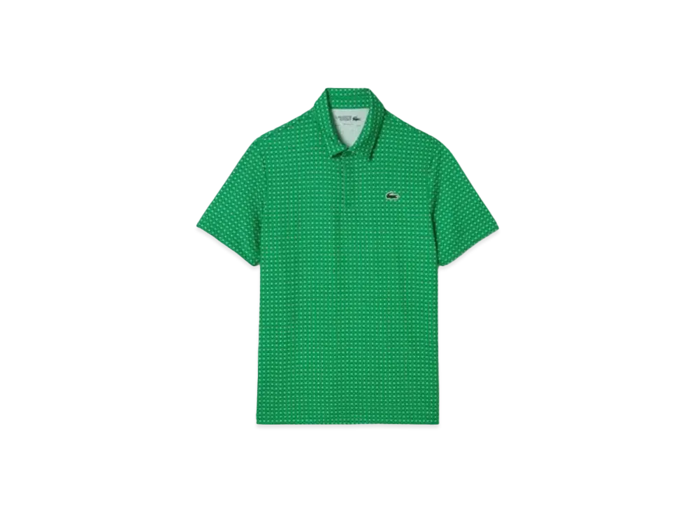 LACOSTE Minimum Allover Print Golf Polo Shirt "Green"