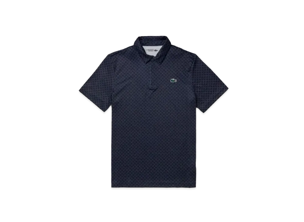 LACOSTE Minimum Allover Print Golf Polo Shirt "Navy"