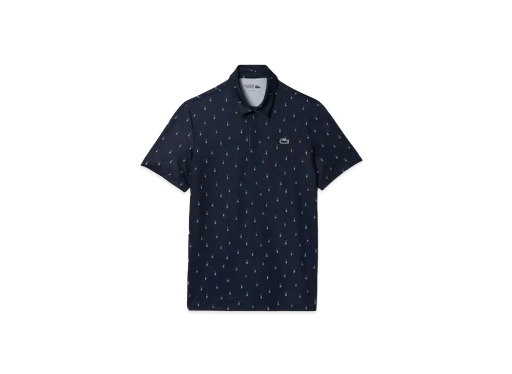LACOSTE Minimum Allover Print Golf Polo Shirt "Navy"