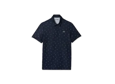 LACOSTE Minimum Allover Print Golf Polo Shirt "Navy"