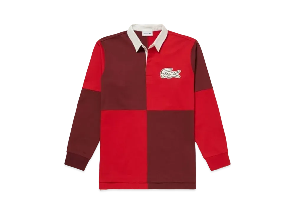 LACOSTE Color Block Lager Polo Shirt "Bordeaux"