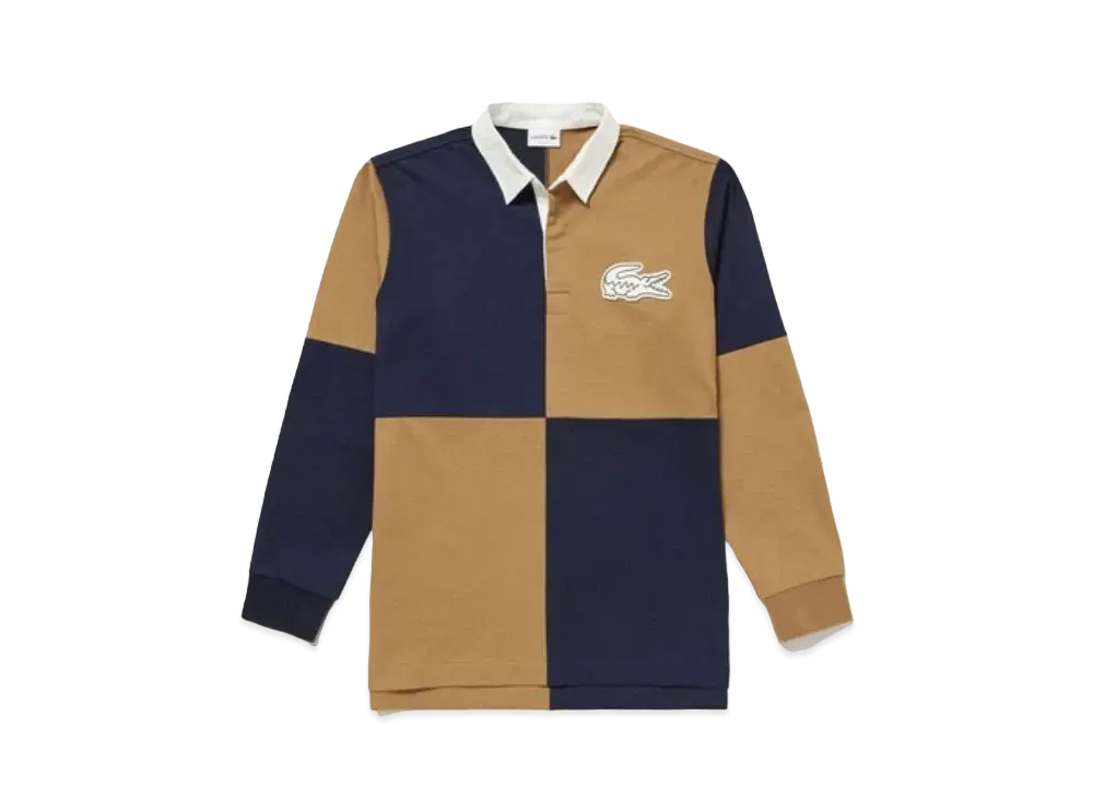 LACOSTE Color Block Lager Polo Shirt "Beige"