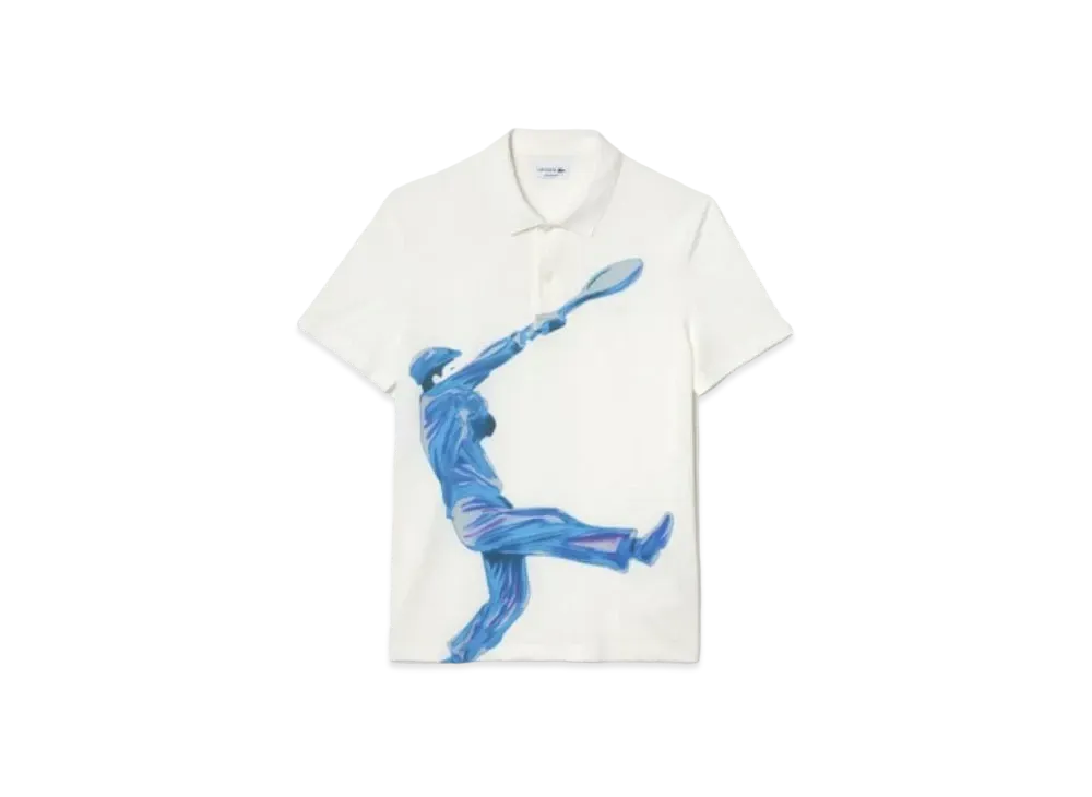 LACOSTE Rene Graphic Print Polo Shirt "White"