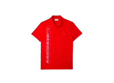 LACOSTE 3D Graphic Print Polo Shirt "Red"
