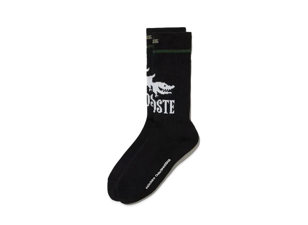 LACOSTE x ONE PIECE Crocodile Logo Socks "Black"