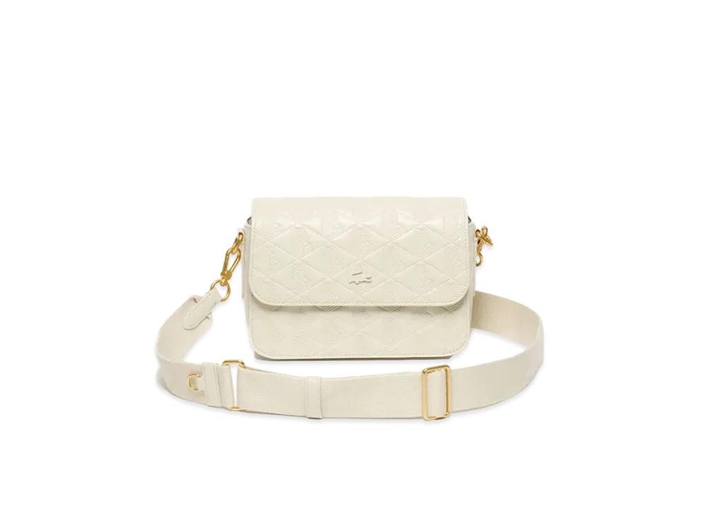 LACOSTE Maheki Leather Messenger Bag "White"