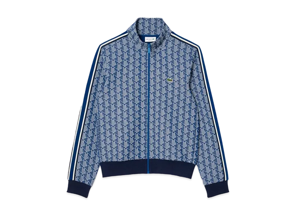 LACOSTE Monogram Jacquard Track Jacket "White/Navy"