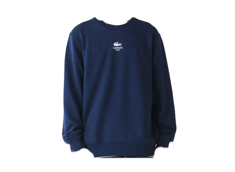 LACOSTE Pile Lining One-Point Graphic Print Crew Neck Sweatshirt "Dark Navy"