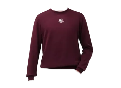 LACOSTE Pile Lining One-Point Graphic Print Crew Neck Sweatshirt "Wine"