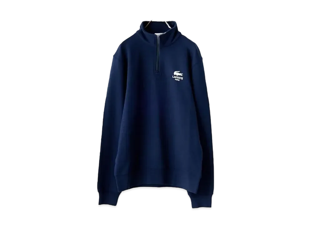 LACOSTE One Point Logo Print Half Zip Sweatshirt "Navy"