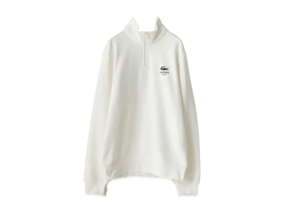 LACOSTE One Point Logo Print Half Zip Sweatshirt "White"