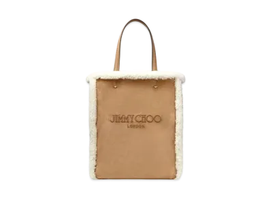 Jimmy Choo Lenny North-South M Suede Tote Bag "Rattan/Natural"
