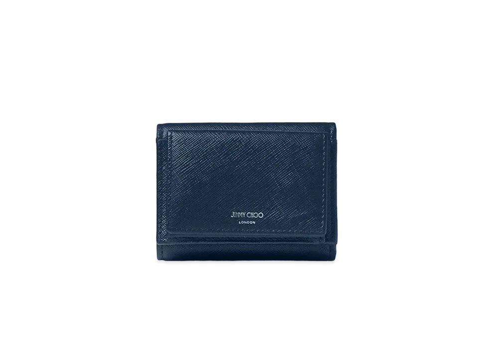 Jimmy Choo Leox Textured Leather Wallet "Navy/Gunmetal"