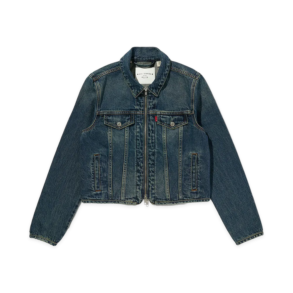 Levi’s x BLACKPINK ROSE Women's Zip-Up Trucker Jacket "Dark/Mid Wash"