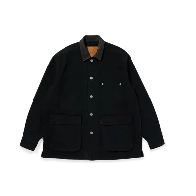 Levi's Premium Black Leather Work Denim Jacket "Black"