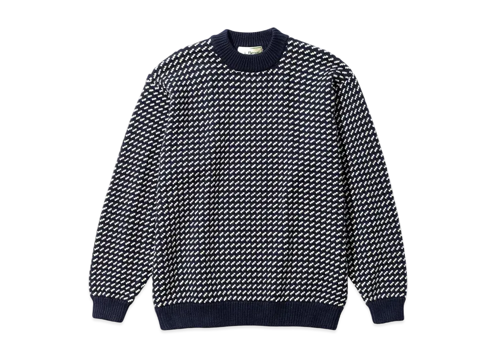 L.L.Bean Wayne Sweater Bird's-Eye "Navy/Natural"