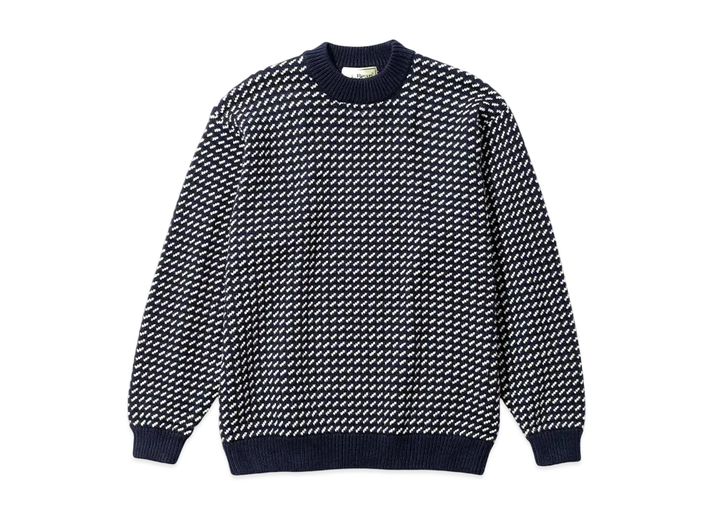 L.L.Bean Women's Wayne Sweater Bird's-Eye "Navy/Natural"